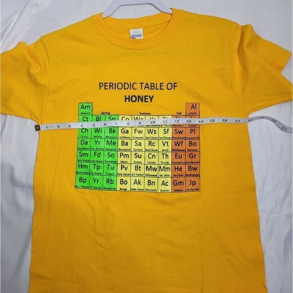 PERIODIC table of honey t-shirt short sleeve yellow tee science STEM M - Picture 5 of 6